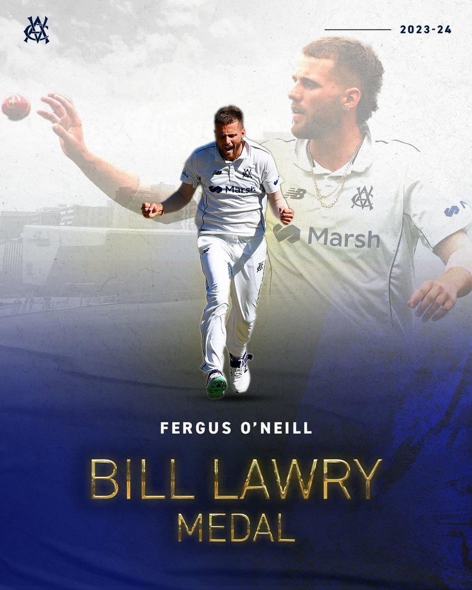 A year for the ages.
 
Fergus O’Neill wins the Bill Lawry Medal in just his second season of Shield cricket 👑
 
#vicsdoitbetter