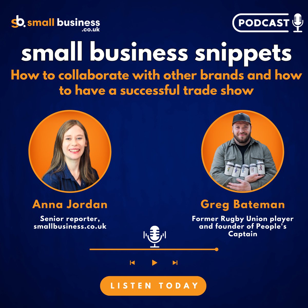 🎙️ Small Business Snippets Podcast: How to collaborate with other brands and how to have a successful trade show Learn how to forge strong partnerships with other brands. smallbusiness.co.uk/greg-bateman-r… #SBSPodcast