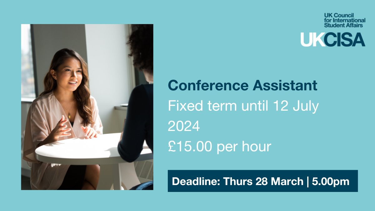 📢 Applications close tomorrow for our position of Conference Assistant! This is a great opportunity to support in the leadup, set up and smooth running of the UKCISA Annual conference at the University of Kent (25-27 June). Apply today 👇 ukcisa.org.uk/vacancies
