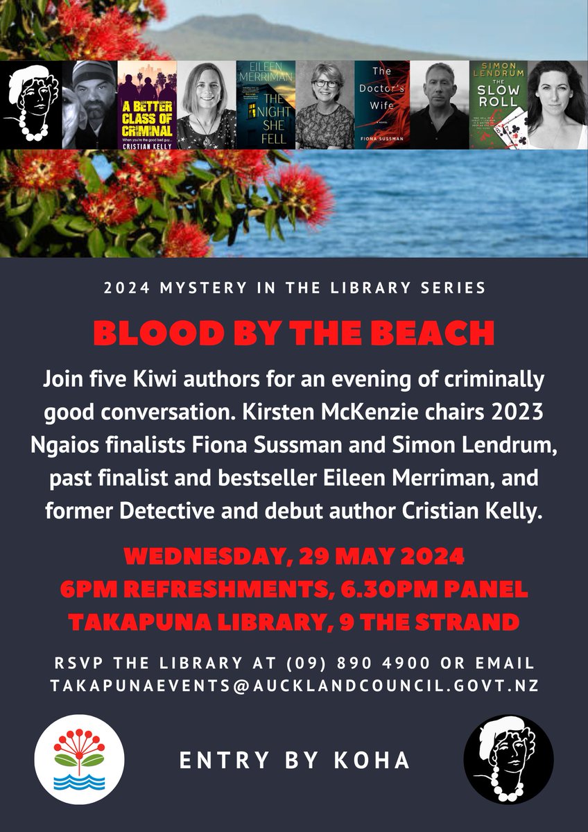 ngaiomarshaward's tweet photo. Plot twist! Many crime readers &amp; writers like a surprise or two along the way, so here's one for ya: 2023 Ngaios double-finalist @simonlendrum joins our Takapuna event! A cracking panel just got even more sizzling. Will be a brilliant evening of thrilling conversation #yeahnoir https://t.co/qYK7T6OGB3