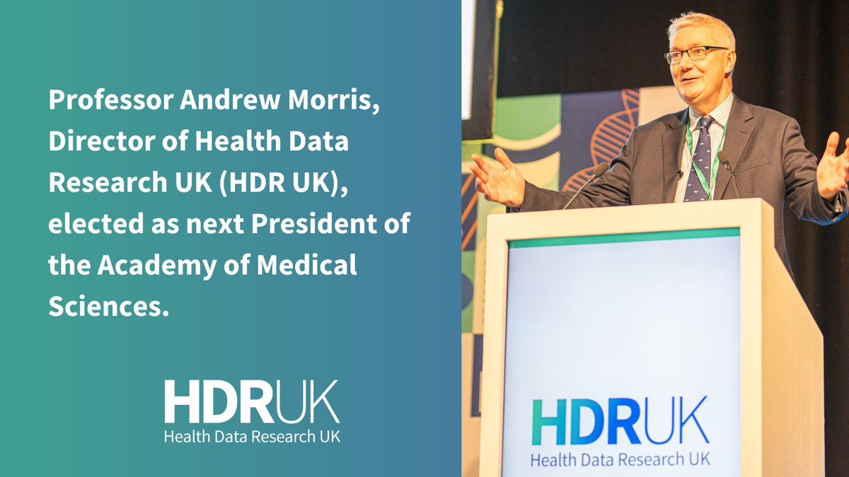 We are delighted that @profadmorris, Director of @HDR_UK, has been elected as the next President of the Academy of Medical Sciences (@acmedsci). He will succeed Professor Dame Anne Johnson, formally taking up the role from 25 April 2024. Find out more 👇 hubs.li/Q02qT4Kv0