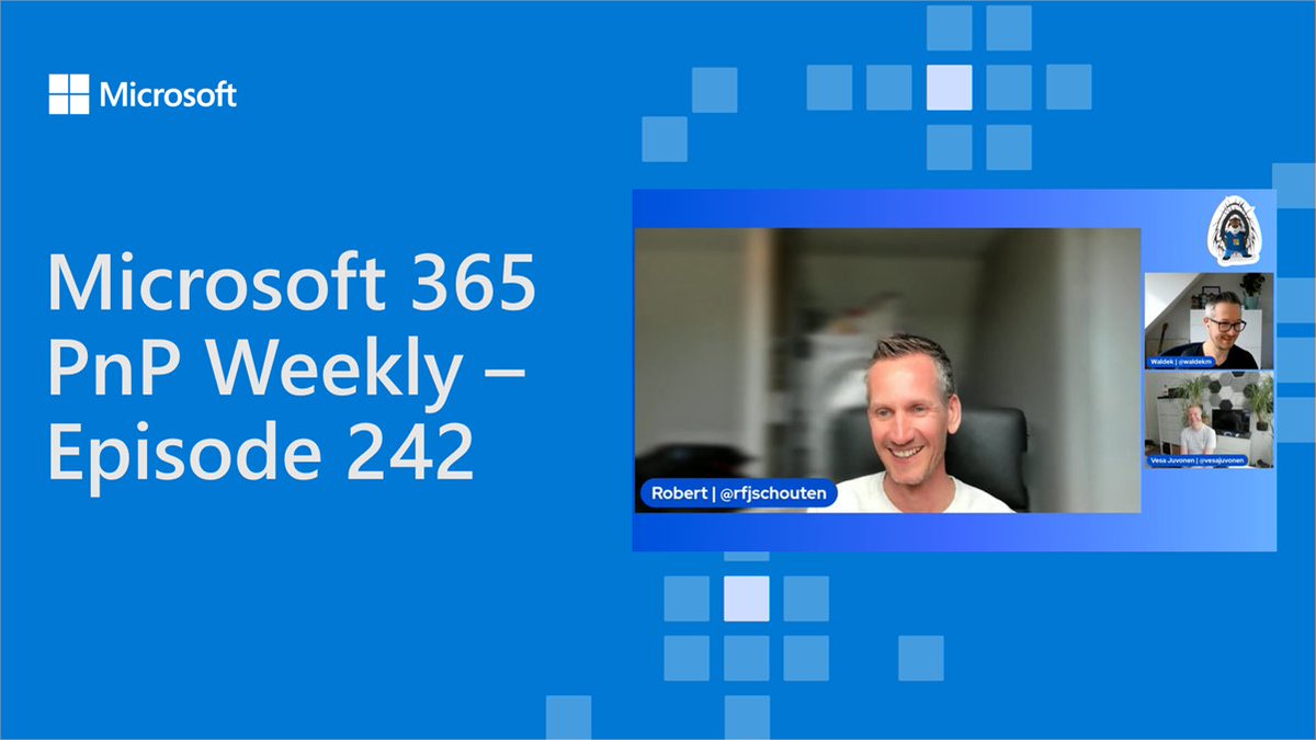💡#Microsoft365dev #PnPWeekly - Episode 242 with the exceptional <a href="/rfjschouten/">Robert Schouten</a>

• The evolution of Microsoft 365 as a platform
• Value of hackathons
• Tips and resources for staying up to date on Microsoft cloud

and more... 🚀

📺 &amp; 🎙 → msft.it/6014css4Y #MVPBuzz