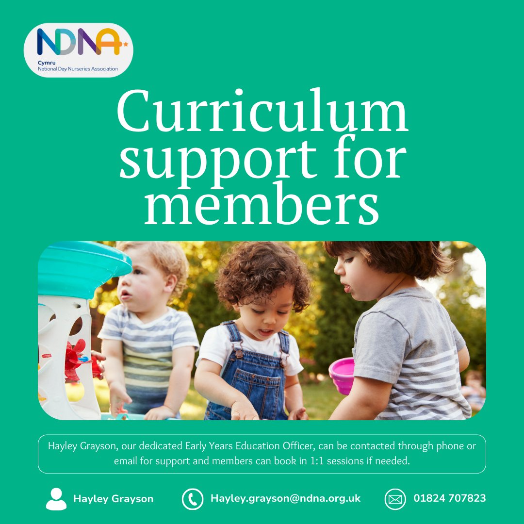 Did you know? 🤔 Our Welsh members have a dedicated Early Years Education Officer, Hayley, involved in curriculum co-construction. Reach out for support via phone or email, or book informal 1:1 sessions for queries, knowledge boost, or idea brainstorming. Hayley's here to help!