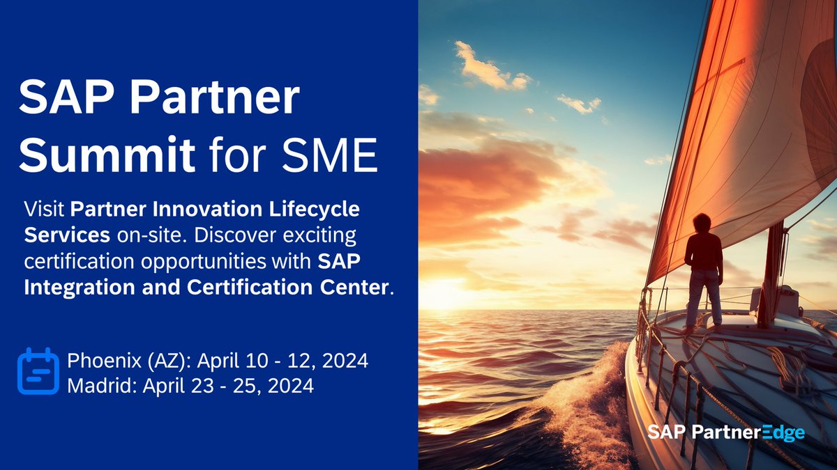 rafasaray's tweet image. Get ready to set sail! Meet our #SAPICC experts onsite at #SAPPartnerSummit for SME to discover how SAP products can guide your business to new markets and ensure a safe journey for your customers. Learn more: imsap.co/6018Zks8G
