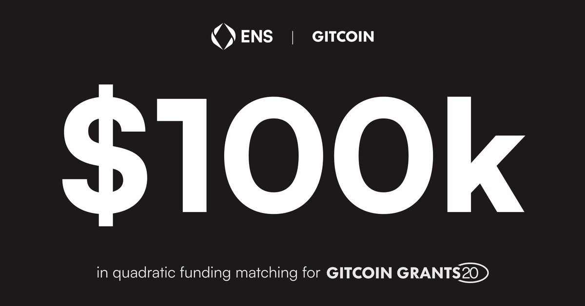I'm happy to announce on behalf of the ENS Ecosystem Working Group that we will be holding an ENS Identity Community Round in Gitcoin Grants Round 20!

There will $100k in matching funds for projects that qualify as building on ENS as Identity.