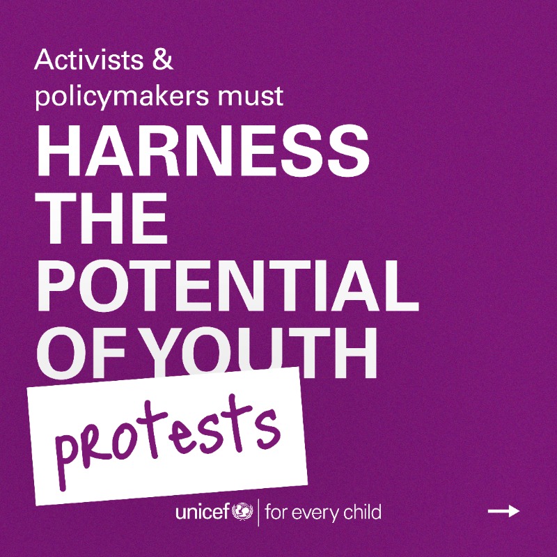 UNICEFInnocenti's tweet photo. 📣 In recent decades, we have seen more and more protests. Young people are leading the way and calling for action.&amp;nbsp;

✊The increase in youth protests raises concerns – but it also raises hope.

📣How and why are young people protesting to demand change?

Learn more:
