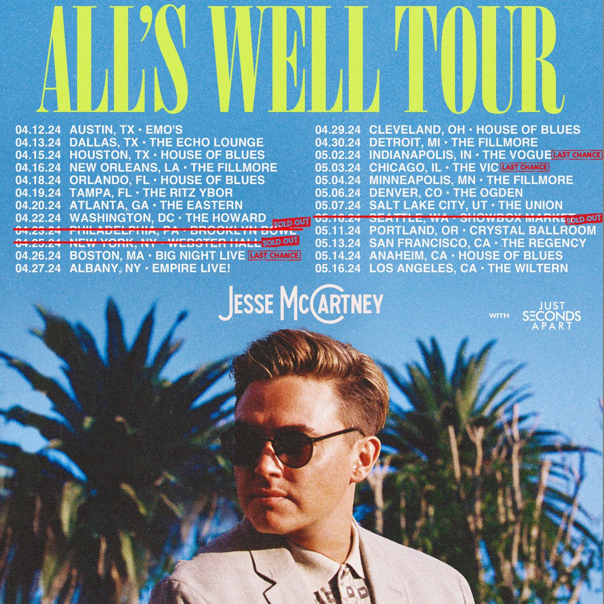 I can’t wait to see you all soon at my #AllsWell tour! ✨ Tickets are going fast, grab yours while they are still available: jesse-mccartney.ffm.to/tourtickets.bio