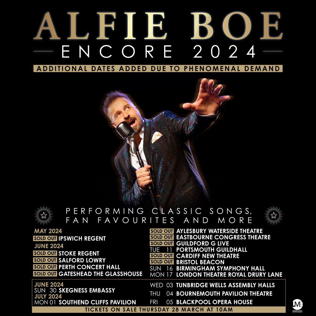 Due to huge demand, classical crossover star @AlfieBoe has extended his UK tour to July, where he'll be performing an assortment of classic songs, fan favourites, and much more! Don't miss out: tickets are on sale NOW👇 tinyurl.com/jaf2r9v6