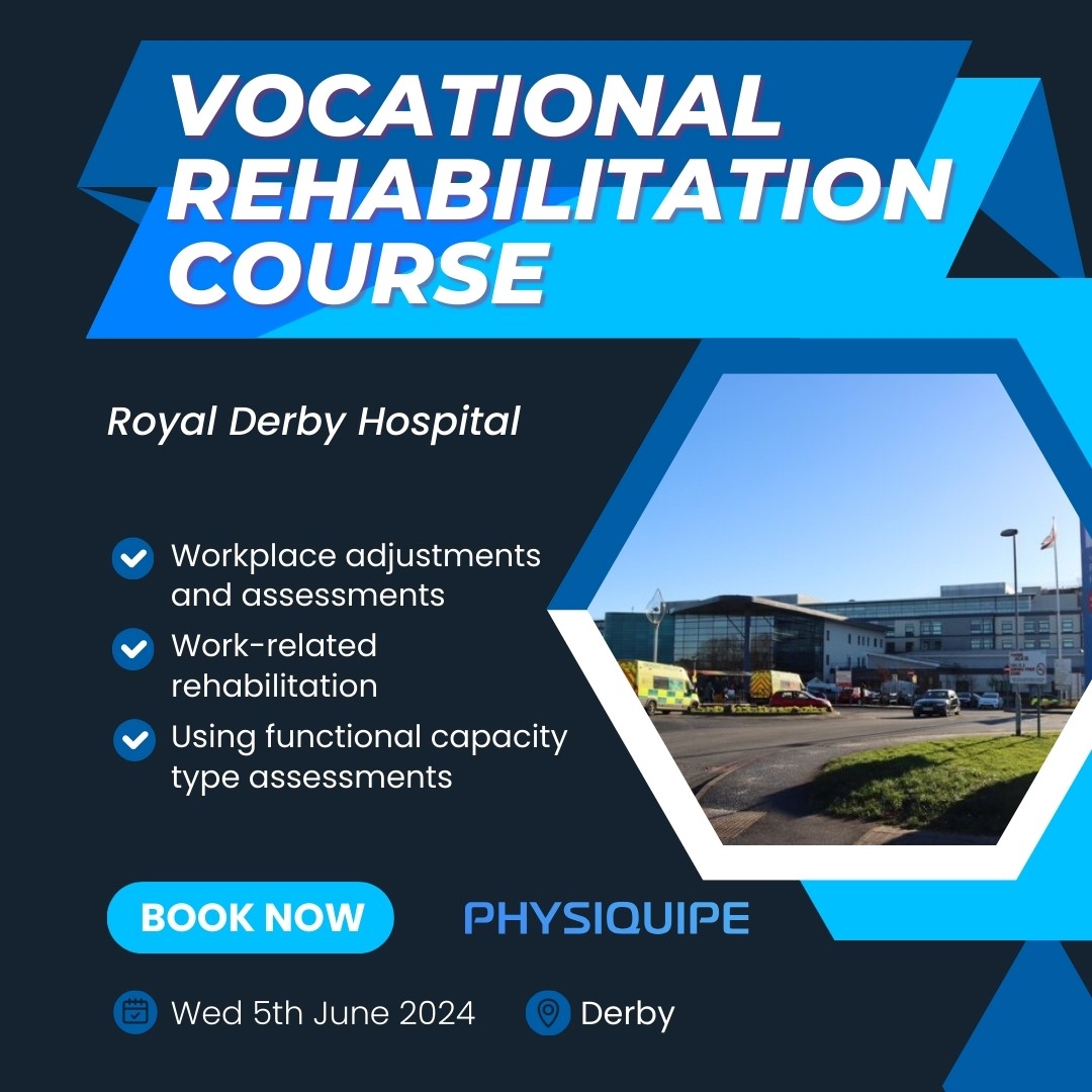Physiquipe (@physiquipe) on Twitter photo We are collaborating with the team at
<a href="/UHDBTrust/">University Hospitals of Derby and Burton NHS FT</a> to bring you a Vocational Rehabilitation Course π€©
This study day aims to support occupational therapists in developing a working knowledge of the scope of vocational rehabilitation.
Book your spot here buff.ly/3VqV2Qc We are collaborating with the team at
<a href="/UHDBTrust/">University Hospitals of Derby and Burton NHS FT</a> to bring you a Vocational Rehabilitation Course π€©
This study day aims to support occupational therapists in developing a working knowledge of the scope of vocational rehabilitation.
Book your spot here buff.ly/3VqV2Qc
