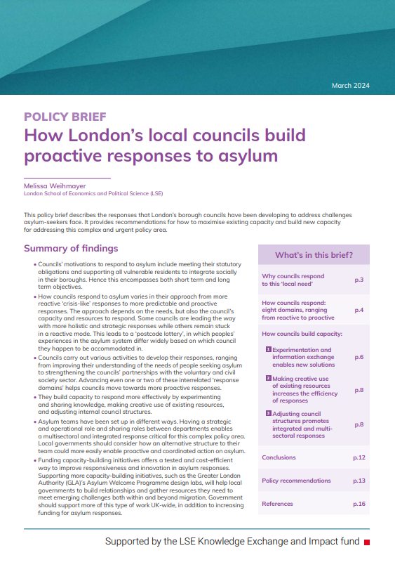 Melissa Weihmayer (@mweihmayer) on Twitter photo How can borough councils build capacity to respond to #asylum? 
New policy brief outlines 3 ways:  
1) experimenting and sharing knowledge 
2) creatively reallocating existing resources 
3) changing structures to make asylum teams
Read more here:   lse.ac.uk/geography-and-… How can borough councils build capacity to respond to #asylum? 
New policy brief outlines 3 ways:  
1) experimenting and sharing knowledge 
2) creatively reallocating existing resources 
3) changing structures to make asylum teams
Read more here:   lse.ac.uk/geography-and-…