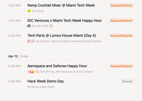 T minus 2 weeks to Tech Week 2024 Definitely going to be the best one yet 1500+ hackers, FF, Lux, 137, Ramp, Miami Mayor and many others throwing events Honestly the exact evolution that Miami needs, plenty of VCs + founders here... Now need to focus on getting more engineers!