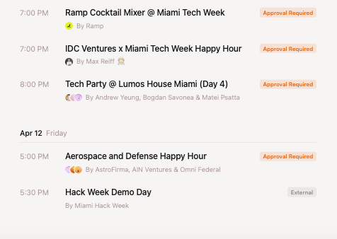 T minus 2 weeks to Tech Week 2024

Definitely going to be the best one yet

1500+ hackers, FF, Lux, 137, Ramp, Miami Mayor and many others throwing events

Honestly the exact evolution that Miami needs, plenty of VCs + founders here... Now need to focus on getting more engineers!
