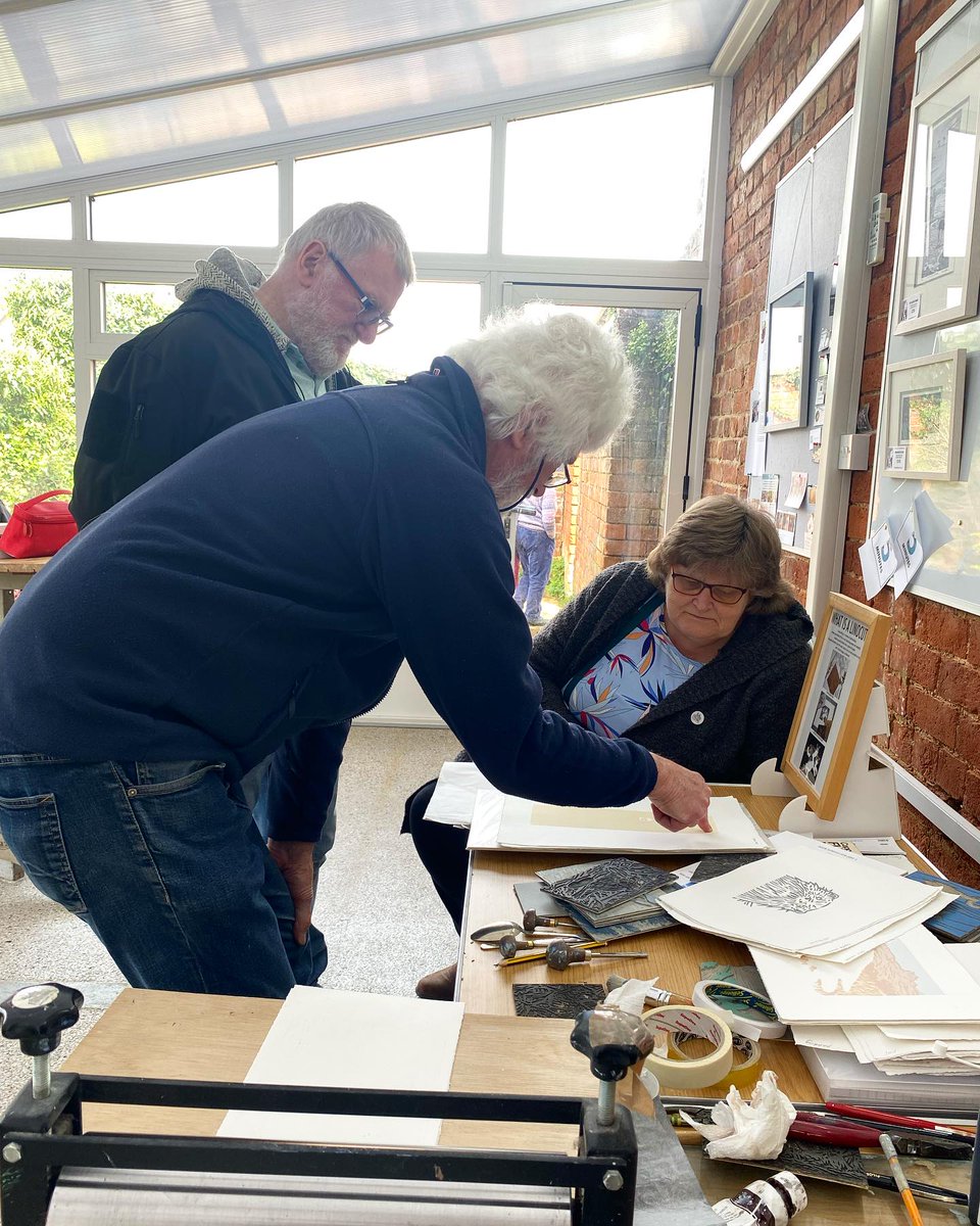 Jackie Cox and Chris Sinden are in the studio until 7th April as #artistsinresidence.

Chris is renowned for his collage style multi-coloured linocut printing technique. Jackie has been a self employed artist for over 40 years and works in many different mediums.