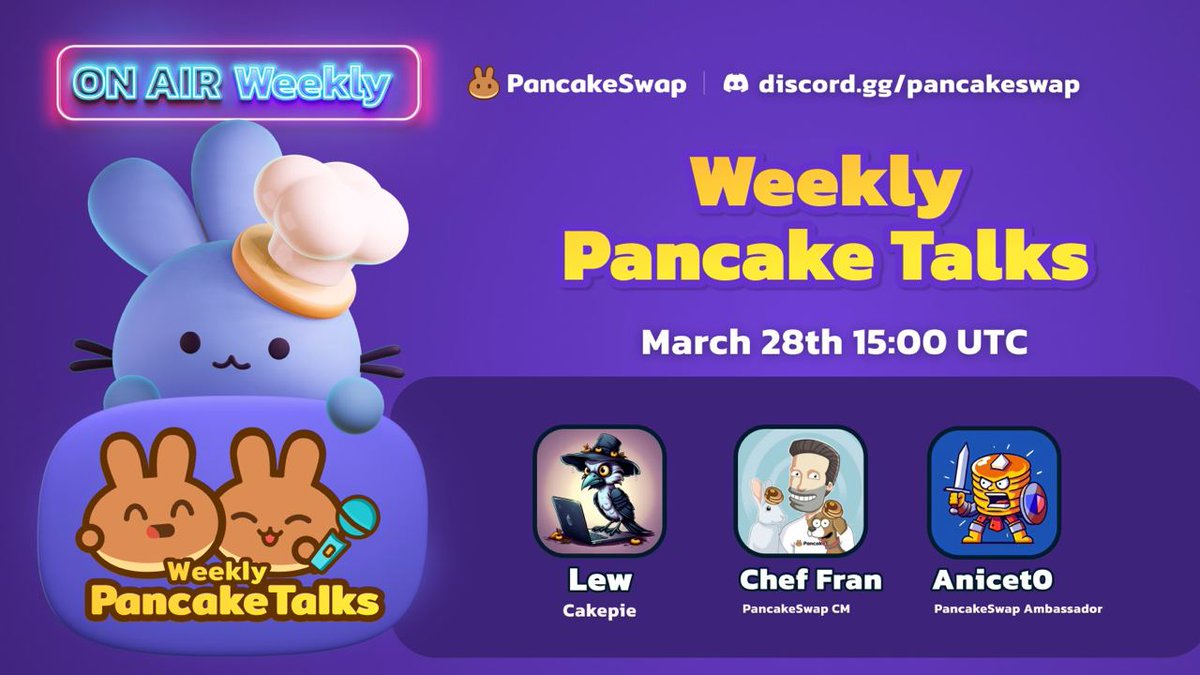PancakeSwap's tweet image. 🥞 Get ready for an extraordinary episode of PancakeTalks! 

🎙️ Our eighth encounter features a special guest  from the @Cakepiexyz_io kitchen - Lew (@magpielew)! 

🌟 He'll be sharing invaluable insights on building on top of #Pancakeswap. Got questions? Drop them here:…