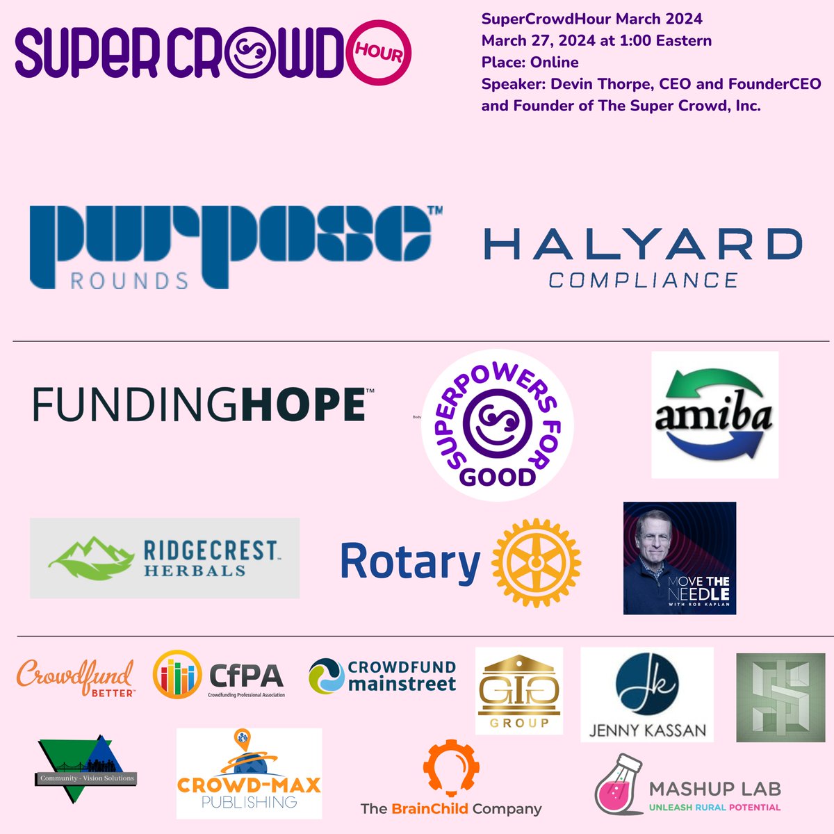 We're overflowing with gratitude for our incredible Impact Sponsors, Supporting Co-hosts, and Co-hosts who've made #SuperCrowdHour March 2024 possible! 🙏 Your unwavering support and dedication to driving positive change through impact investing are truly inspiring.