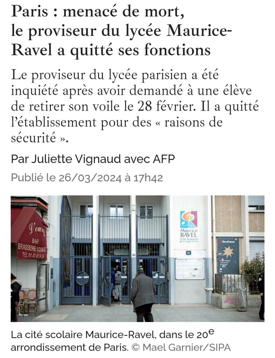 baugusteaura's tweet photo. Honte sur la France 🇫🇷 de la macronie ! Nous soutiendrons et protègerons au @RNational_off nos équipes éducatives et nos chefs d établissements qui luttent pour faire respecter la laïcité et nos valeurs républicaines ! #abayas #education https://t.co/V6NnBvQw79