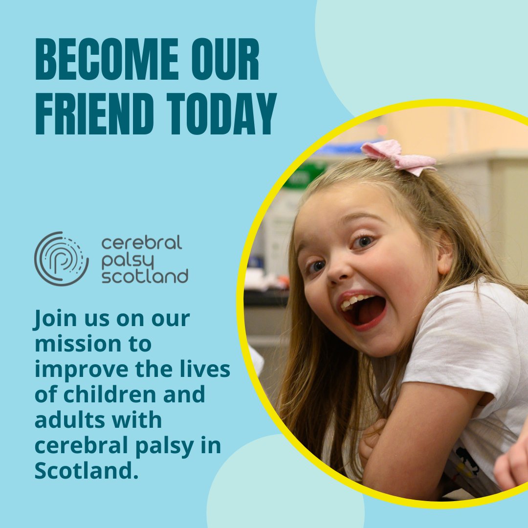 Join us on our mission to improve the lives of children and adults with cerebral palsy in Scotland. Become a Friend of Cerebral Palsy Scotland - cerebralpalsyscotland.org.uk/get-involved/f…