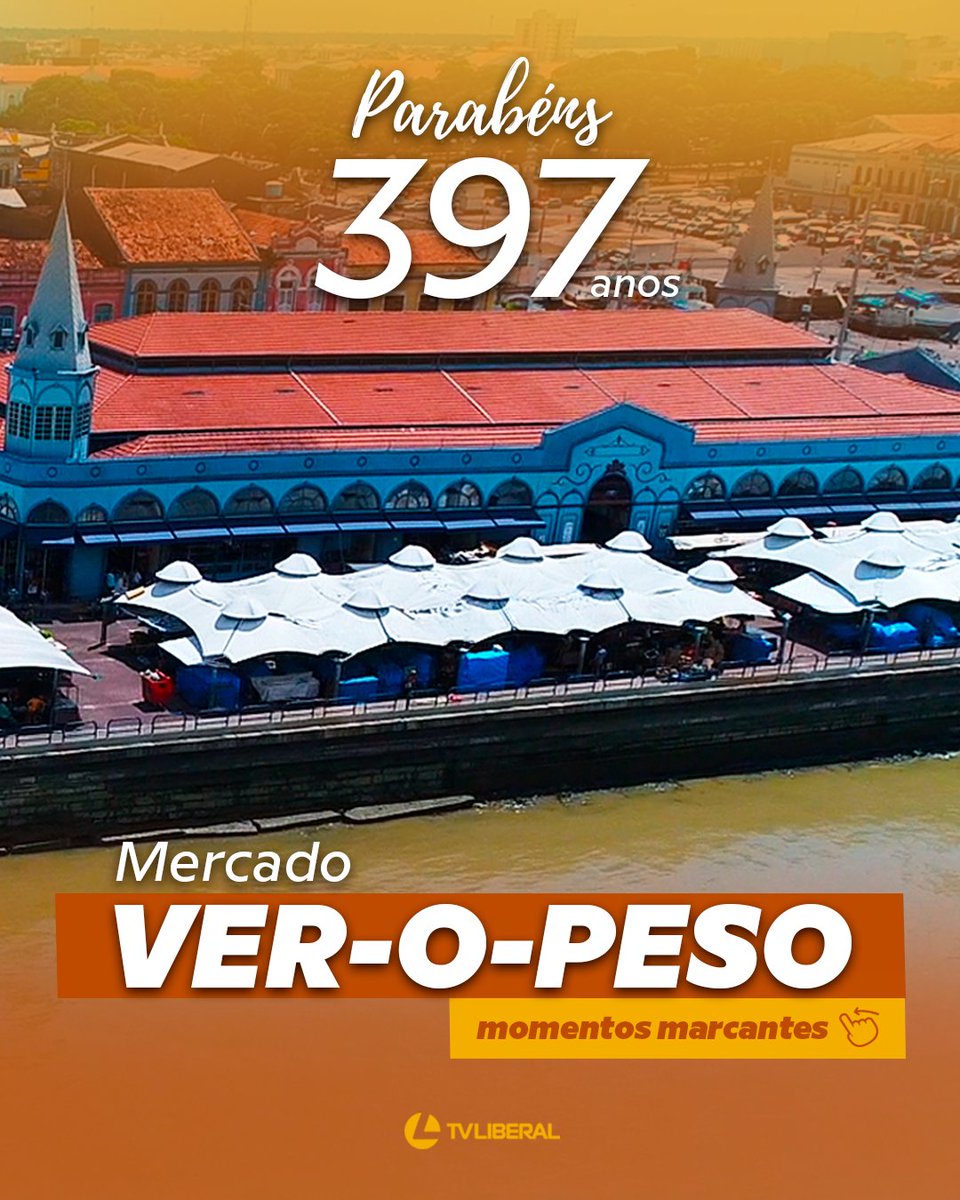TVLiberal's tweet photo. ✨ 397 ANOS DO MERCADO VER-O-PESO 👏
⬇️ Segue o fio e confira alguns momentos marcantes do complexo.
#TVLiberal #VerOPeso #Veropa #Pará #Amazônia https://t.co/RVeL8dXrVt