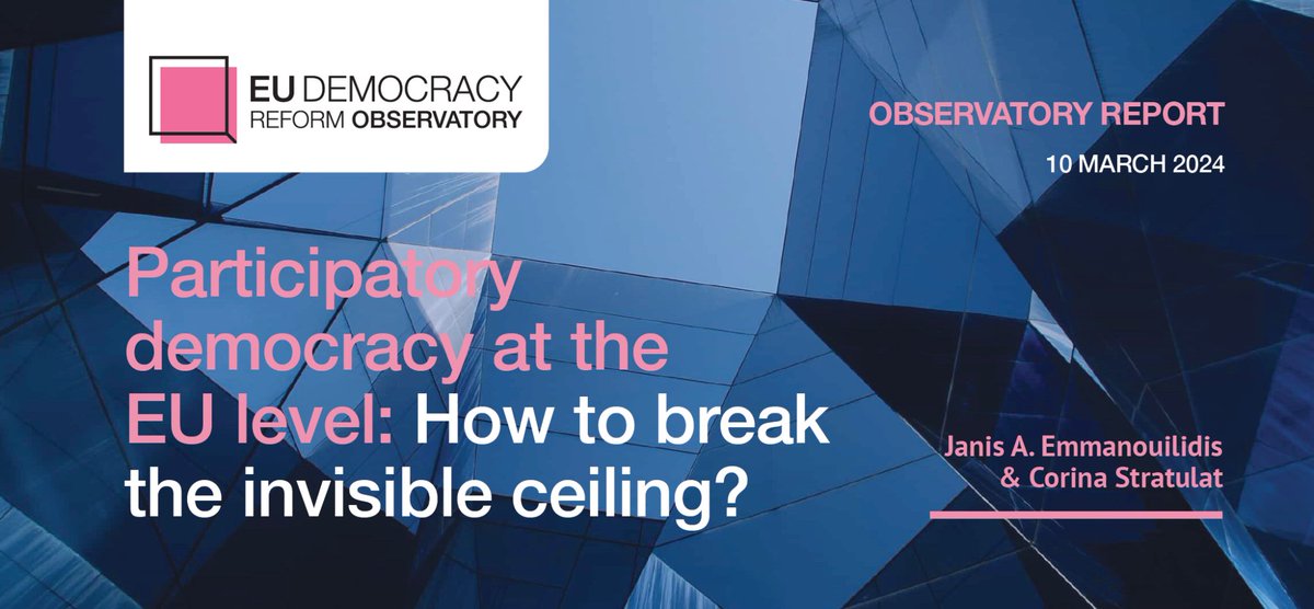 What prevents #EU institutions, Member states & decision-makers from breaking the 'invisible glass ceiling' of #participatory #democracy? Our experts @jaemmanouilidis & @StratulatCorina identify pathways for a more participatory Union. 📄 Full report 👉 bit.ly/3VdiccQ