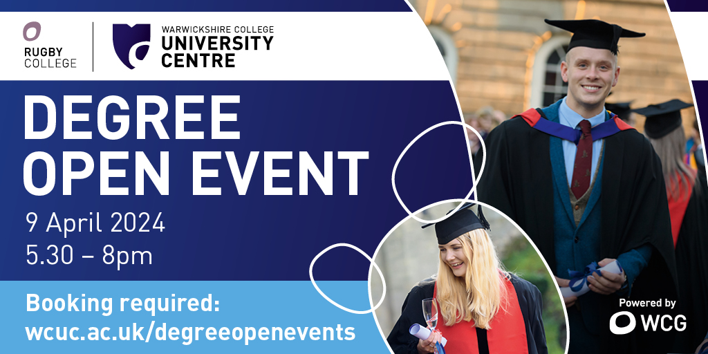 WCandUC's tweet photo. 🎓 Want to learn more about studying for a degree at Warwickshire College University Centre?

📲 Book on to our degree level open event today 👇

https://t.co/lsw17B8TgN https://t.co/X74tASmA5x