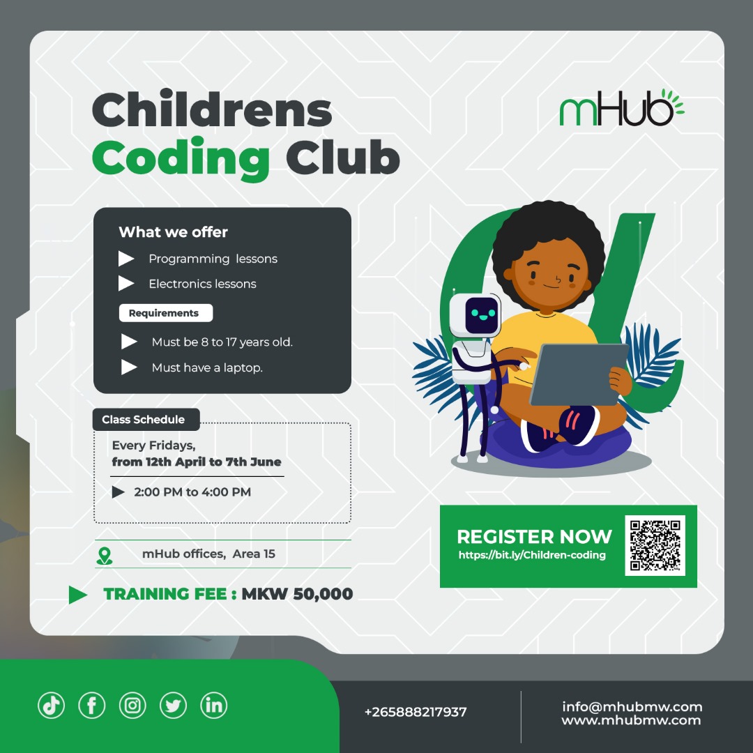 Childrens Coding Club is back! Equip your kids with vital digital skills at mHub. Program starts on the 12th April through 7th June on every Friday. Enroll your child now! #mHub #ChildrensCoding"