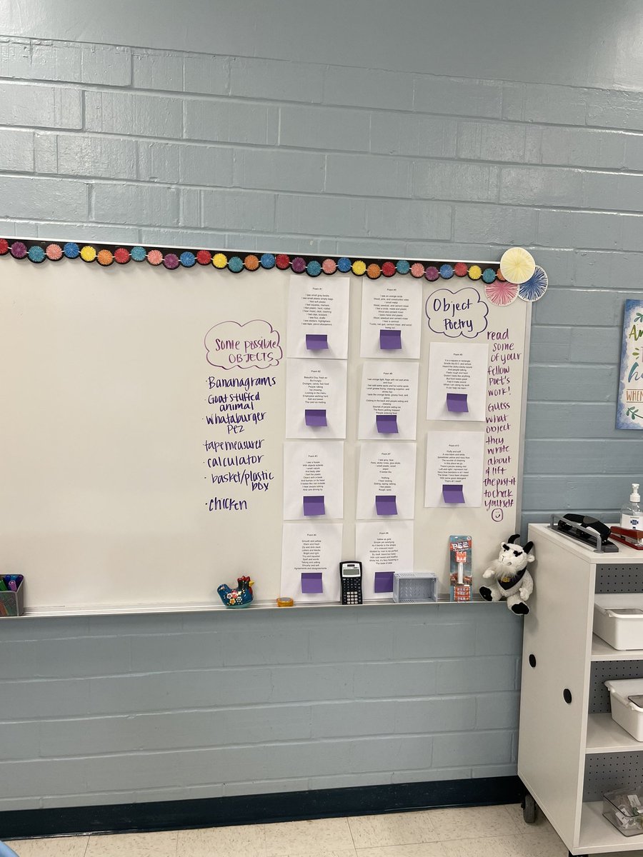 AustinAmaroAHHS's tweet photo. Mrs. Zamarron’s is always full of fun! Students were working on object and found poetry this week. Love the way our English students are engaged 💛 💙 #AHmazing @AHHSmules @AHHSPrincipal @cdolat @valvarez1978 @AHISD https://t.co/bvKSQwvLOV