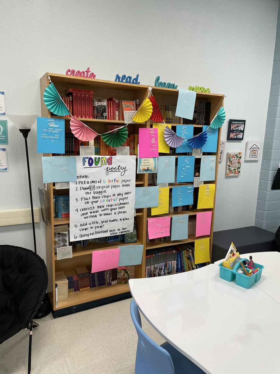 AustinAmaroAHHS's tweet photo. Mrs. Zamarron’s is always full of fun! Students were working on object and found poetry this week. Love the way our English students are engaged 💛 💙 #AHmazing @AHHSmules @AHHSPrincipal @cdolat @valvarez1978 @AHISD https://t.co/bvKSQwvLOV