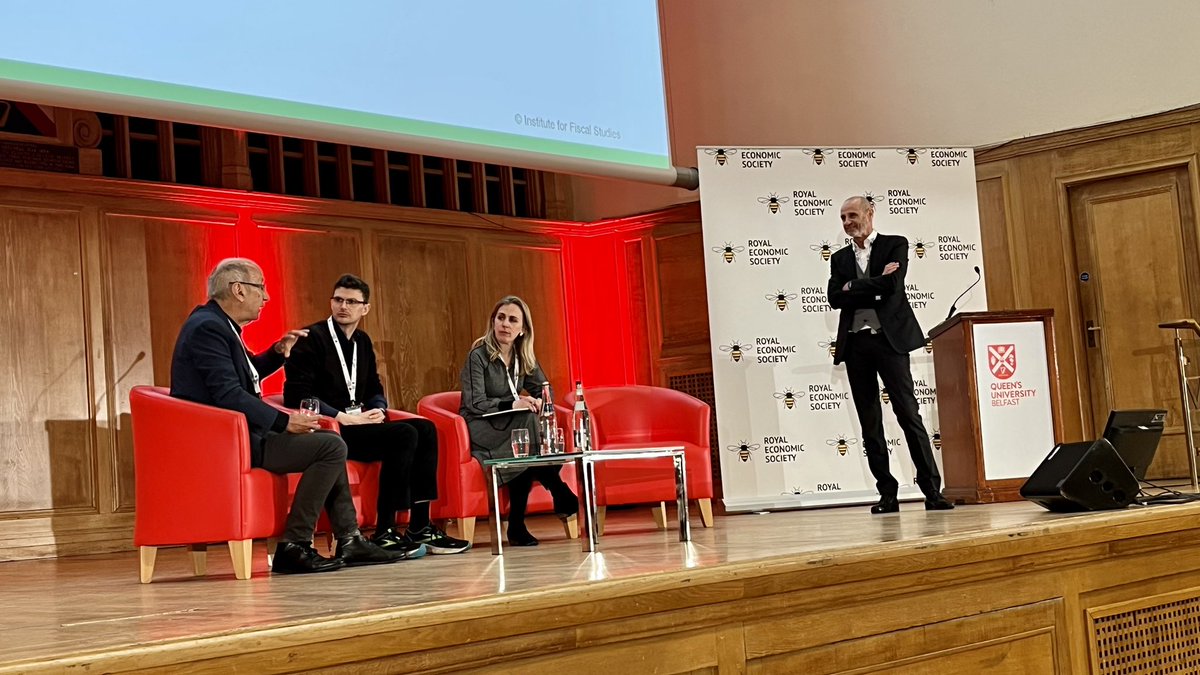 Great productivity session chaired by Evan Davis and with panel of Anna Valero, Peter Levell and Richard Blundell #RES2024