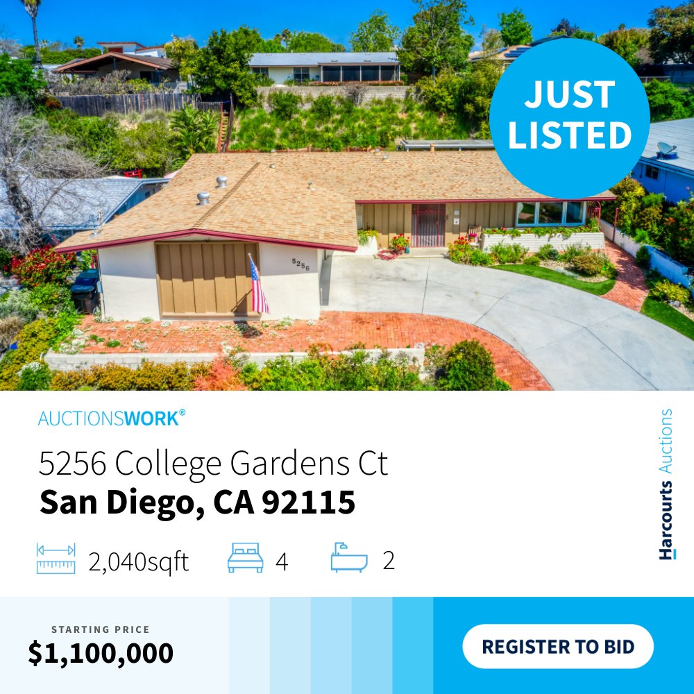 JUST LISTED 🎉 Experience the charm of this mid-century, ranch style home settled in the heart of College View Estates! 🏡📱 #RethinkRealEstate #HarcourtsAuctions #AuctionsWork #ForSale #PropertyAuction #MidCenturyHome #JustListed #SanDiegoRealEstate #LuxuryLiving