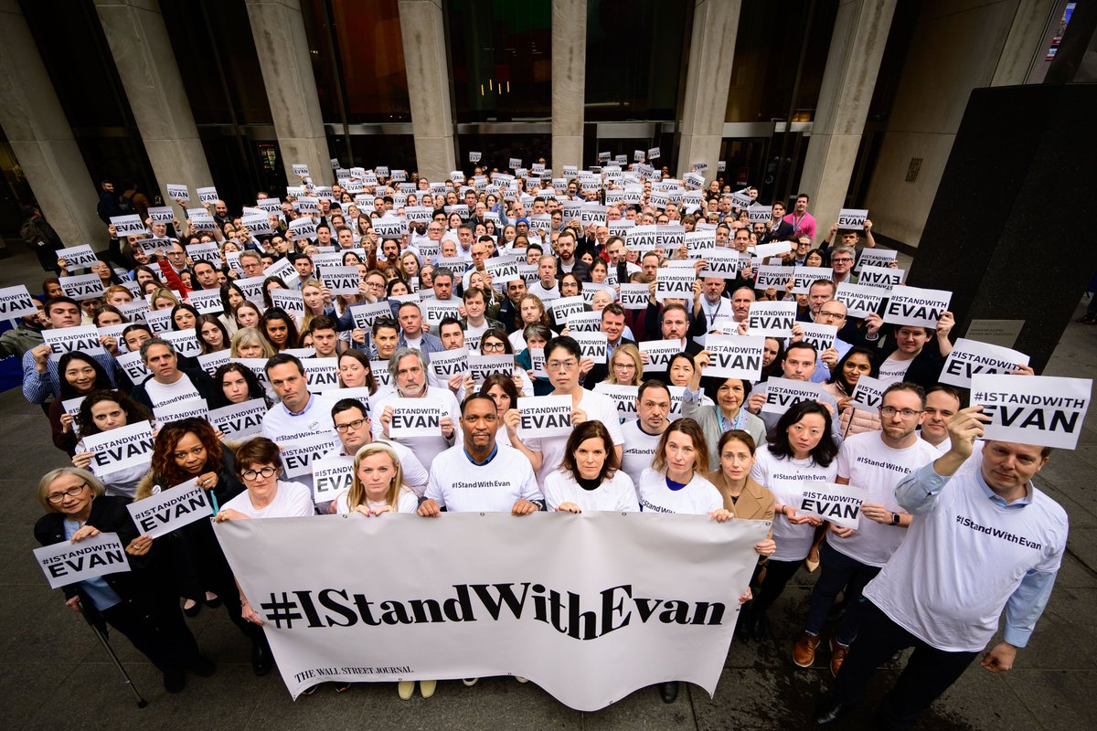 Dow Jones colleagues throughout the world stand with @WSJ reporter Evan Gershkovich. This Friday will mark one year since his outrageous and wrongful detention by Russia. We’ll keep telling Evan’s story until he can tell his own. #IStandWithEvan New York: