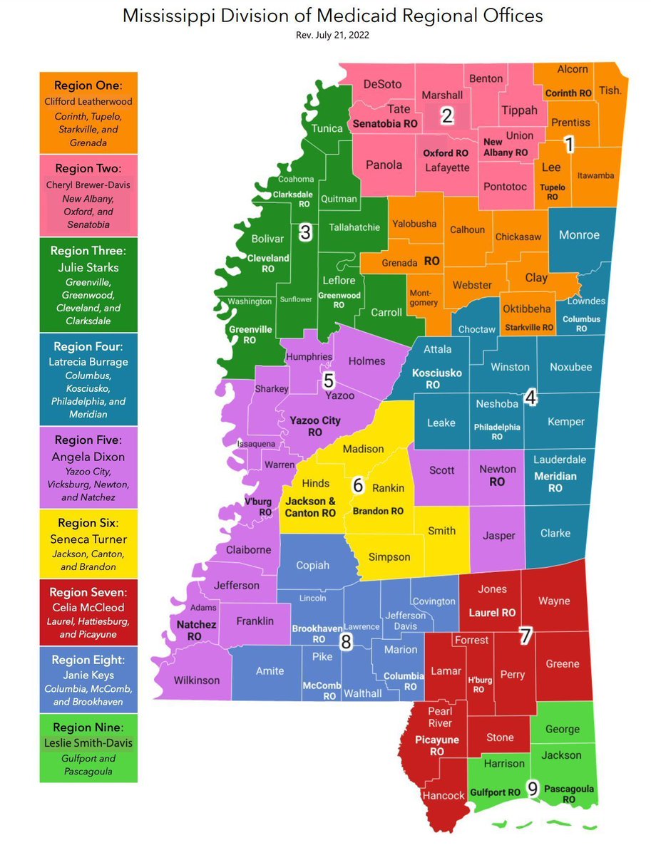 The Mississippi Division of Medicaid has a central office in Jackson and 30 regional offices across the state. Contact the regional office serving your county for information on applying for Medicaid.buff.ly/46QDaRw