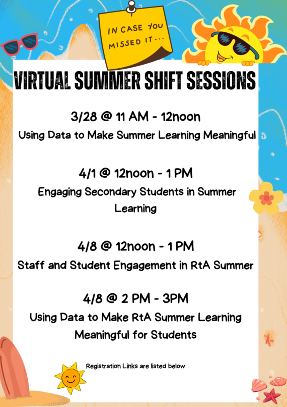 As a reminder, OLR is offering virtual Summer Shift Sessions beginning tomorrow! Click the link below to access the registration links for our sessions taking place 3/28, 4/1, and 4/8! content.govdelivery.com/accounts/NCSBE…… @fhi360 @NCDPI_OEL