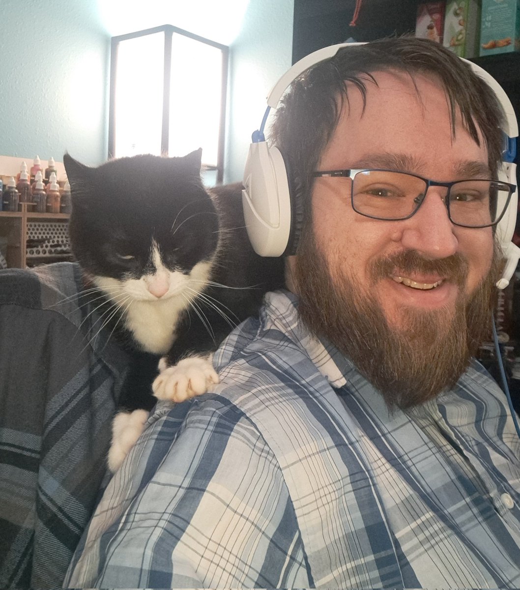 Kontayes's tweet photo. So....this is a first-time thing. She just climbed up and perched after I kept denying her my lap. She found my shoulder lap?
#cat #shouldercat https://t.co/7xFD3Tt6iR