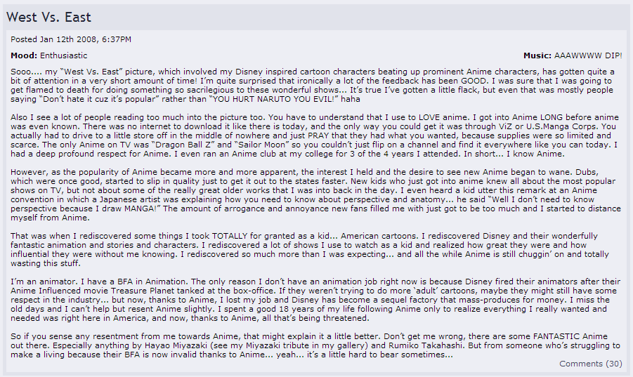 Fun fact about Andrew Dobson. The reason why he hates anime so much is because he thinks anime is the reason why he never got a job. No seriously