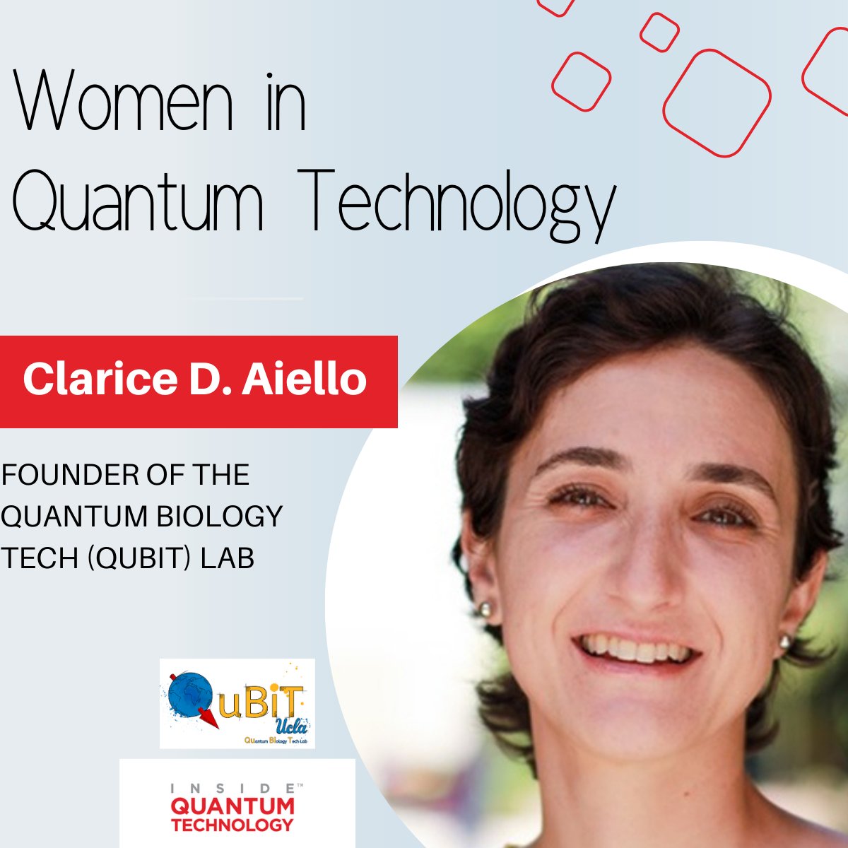 It's #womenwednesday and @IQTqubits and I are excited to highlight the innovative work of #quantum #biologist @ClariceDAiello, Founder and Leader of the Quantum Biology (QuBiT) Lab. insidequantumtechnology.com/news-archive/w…