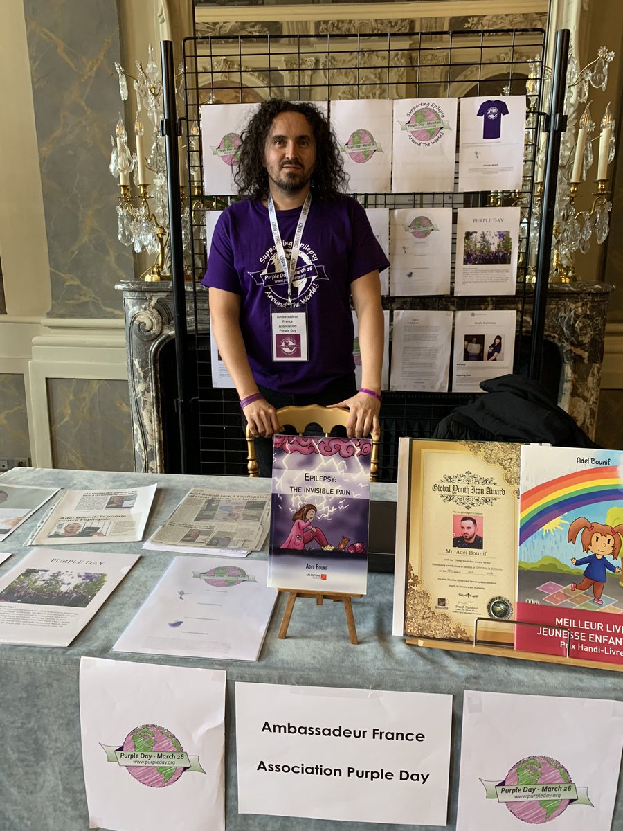 So proud to represent the @PurpleDay association during a conference about #epilepsy My stand is ready to welcome you to raise awareness and to dispel myths! Please remember Epilepsy is a part of you but it doesn’t define you ✊#PurpleDay2024 #epilepsyambassador #EpilepsyVoices