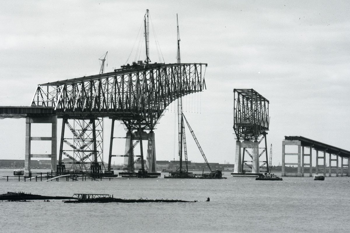 Francis Scott Key bridge was destroyed 3 days after its 46th anniversary. It was built in 1977 and destroyed in 2024. People lost their lives because of a Chinese ship. @TheMDTA provided the archive photos.