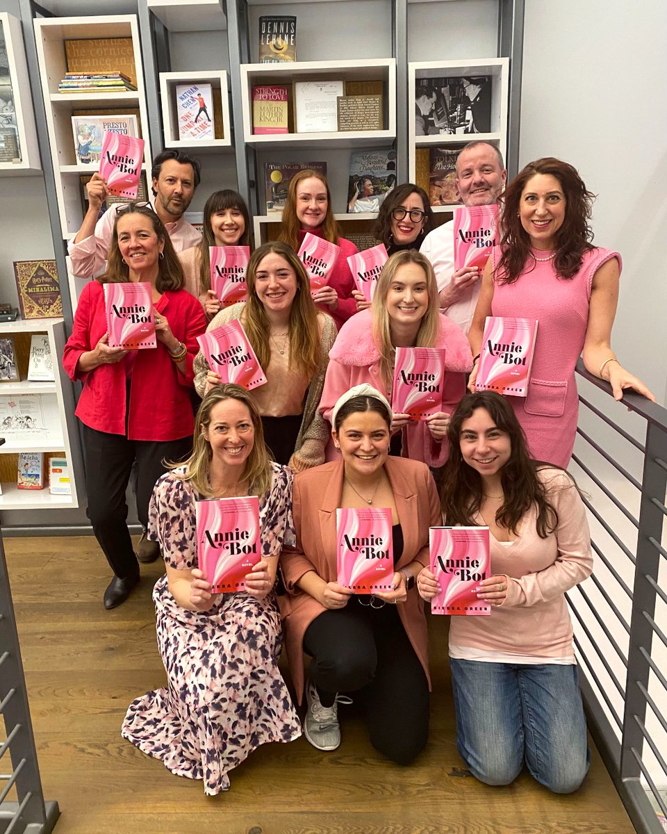 On Wednesdays we wear pink for ANNIE BOT at the @HarperCollins office! Be sure to read this unputdownable book from @SierraGreer87 about an AI robot designed to be the perfect girlfriend...she's human in every way that matters, after all. 🤖💗