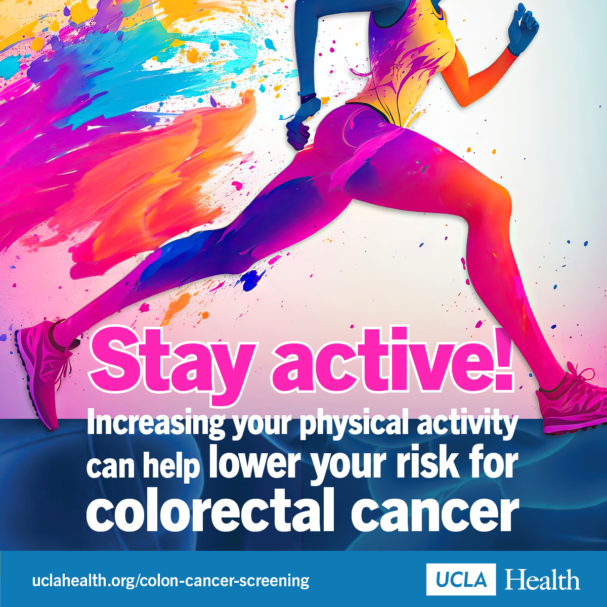 Increase your physical activity! Being more active lowers your risk of #colorectalcancerand polyps. Participate in an activity you enjoy like brisk walking, jogging, swimming, cycling or dance.

🏃‍♂️💃🏊‍♂️🏄‍♂️🎳🚴‍♂️🚣‍♀️🤾‍♂️🏋️‍♀️🤺⛳️🛼🏂⚽️⛳️