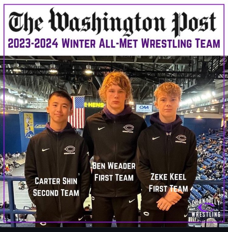 Congratulations Carter Shin, Ezekiel Keel, and Benjamin Weader  on being named to the Washington Post All-Met Team.