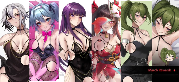 March Patr✦n     - Variations, Spicy, Lingerie... - PSD Files             - Early access, Character suggestion, Past Patr✦n February Rewards too for Tiers 3 &amp; 4.  If you like my art, please consider support me. Link in my bio ✦ 