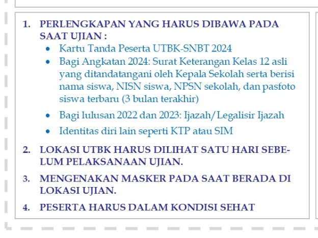 utbkcak's tweet photo. 🧵BAWA PERLENGKAPAN INI WAKTU TES UTBK YA ‼️

CATAT &amp; DISIAPKAN SEJAK SEKARANG. MASIH ADA BANYAK WAKTU. https://t.co/eR3JZmXsM5