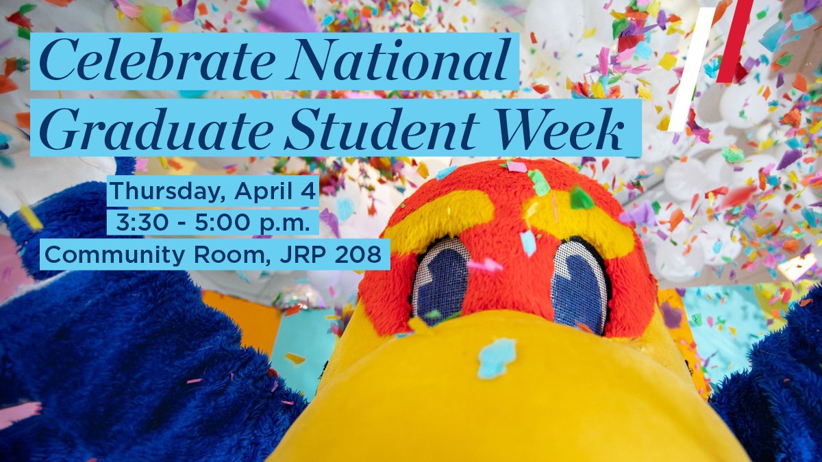 Join us Thursday, April 4 between 3:30-5:00 p.m. in the Community Room, JRP 208 for a National Graduate Student Week celebration event. Decorate cupcakes, grab SOEHS swag, enter for a door prize, and mingle with your fellow students and professors. See you there! #RockChalk