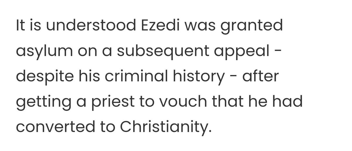 What I don't get about this is that if you say that you will convert to Christianity then you get asylum ? Is that a thing ? #Ezedi