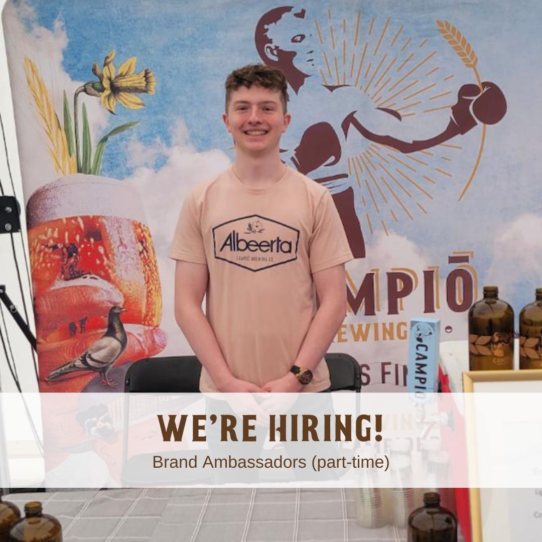 We're hiring enthusiastic Brand Ambassadors to work events & tastings! If you're a craft beer lover with a valid ProServe, available to work weekends, have access to a vehicle and have a clean driving record, we're looking at you! Send resume to talktous@campiobrewingco.com