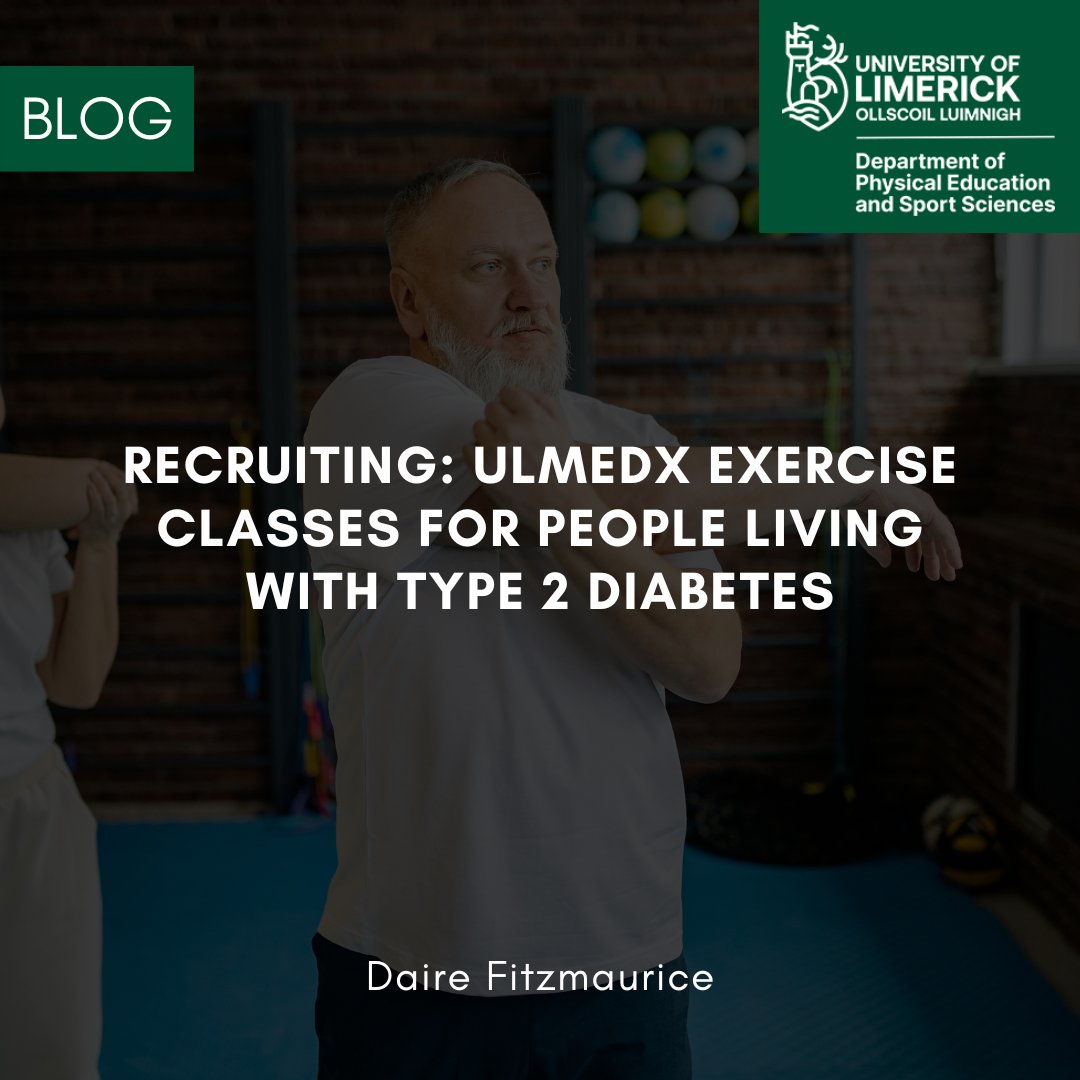 PessLimerick's tweet photo. In today’s blog, PESS PhD student @dairefitzy is recruiting for an exercise class for people living with Type 2 Diabetes

Read the blog to find out more ⬇️

https://t.co/Aj0Ze8WqG0

#ULResearch #ResearchImpact #StayCurious #PESSUL #Ireland https://t.co/buWCUHE6m8