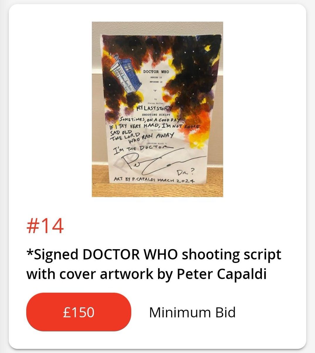 Some damn fine auction items from damn fine Doctor Who peeps to support Palestine 😍