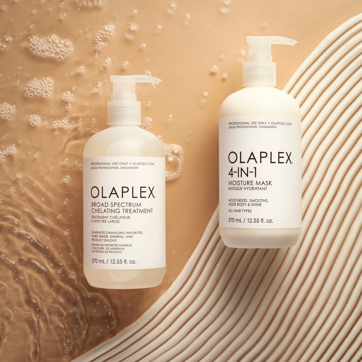 Ultimate hair repair starts in the salon: 

The Broad Spectrum Chelating Treatment purifies, detoxifies and restores balance while the 4-in-1 Moisture Mask rejuvenates, nourishes and strengthens. 

Find your nearest OLAPLEX stylist on OLAPLEX.com.