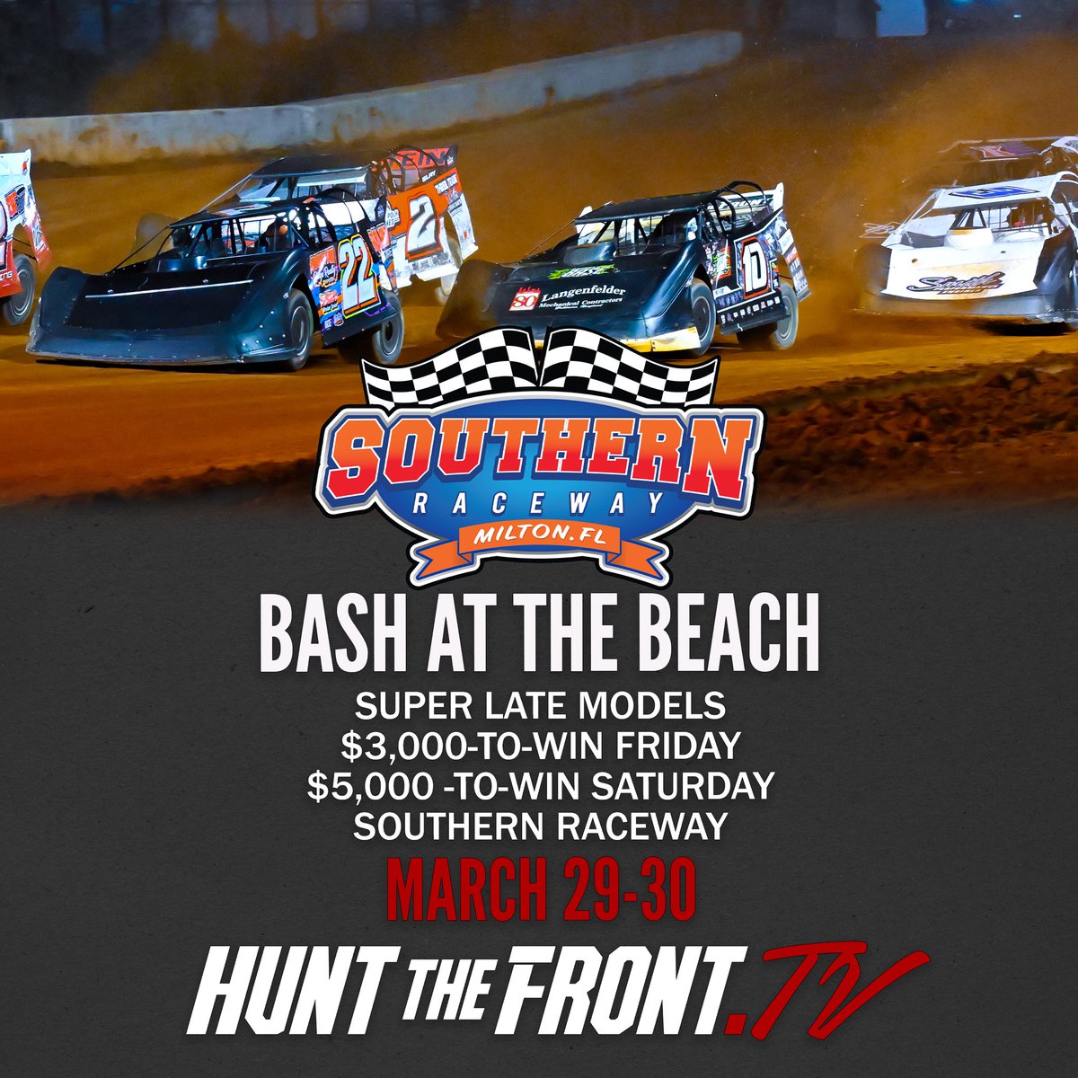 Don’t miss this weekend’s stream as the @SASdirt invade Southern Raceway for the Battle at the Beach! 🏝️ Joseph Joiner, Dalton Cook, David McCoy, and many others are expected. So if you haven’t already… you can purchase a HTFTV subscription here huntthefront.tv/subscribe. 📺