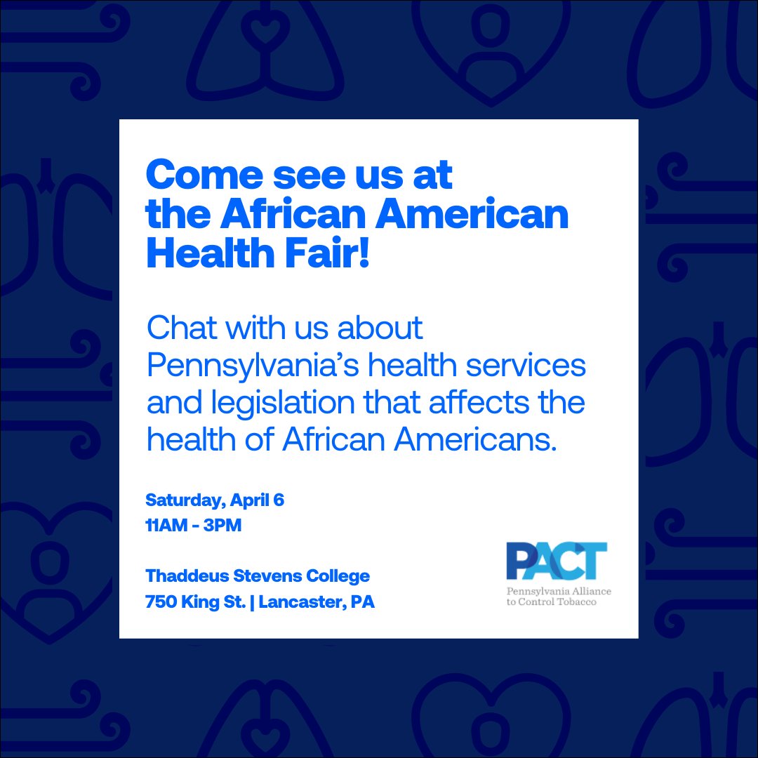 ALAPACT's tweet image. Mark your calendar! 📅 On April 6, from 11AM-3PM we’ll be at Thaddeus Stevens College for the African American Health Fair to talk to you about our state’s health services and the legislation that impacts the health of Black Americans.